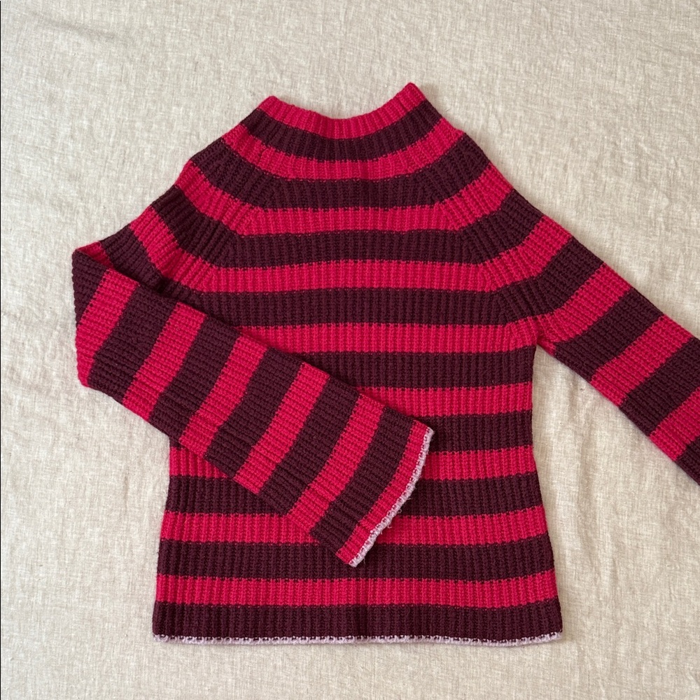 Striped Fuchsia and Brown Women's Sweater